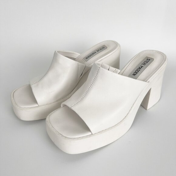 Steve Madden Kane Sandal Leather Platform High Heel Chunky Block 70s 1970s Disco - Picture 8 of 11